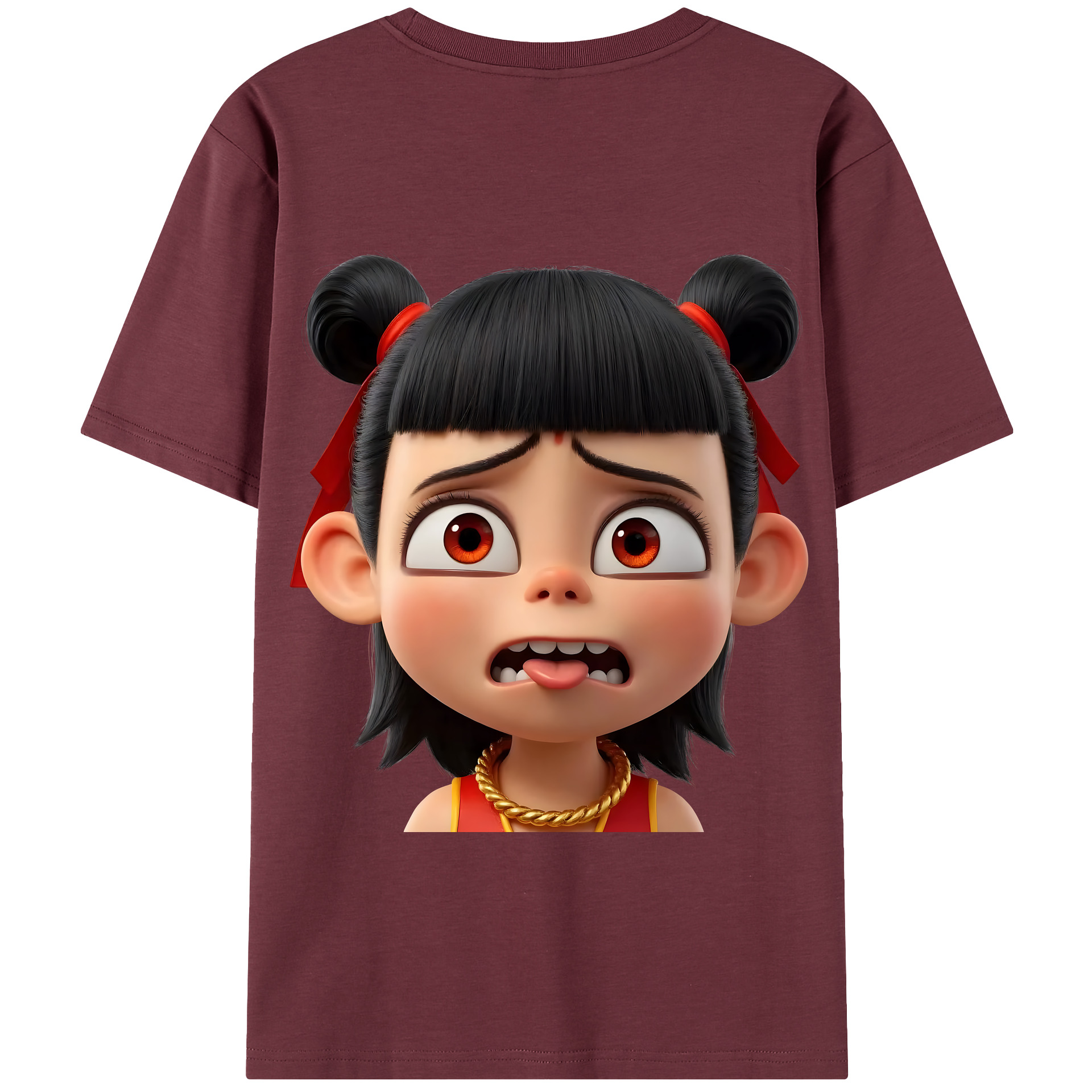 （画像用） Ne Zha 2 ナタ 魔童の大暴れ 綿100％半袖Tシャツ（背面プリント）